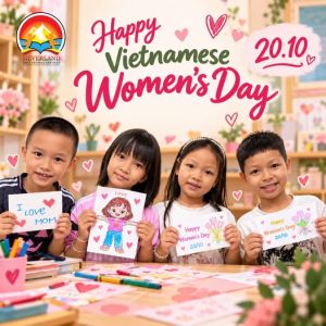 Các bạn nhỏ Neverland làm thiệp chúc mừng ngày Phụ nữ Việt Nam 20/10